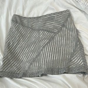 rag & bone Silver Metallic Striped Mini Skirt
